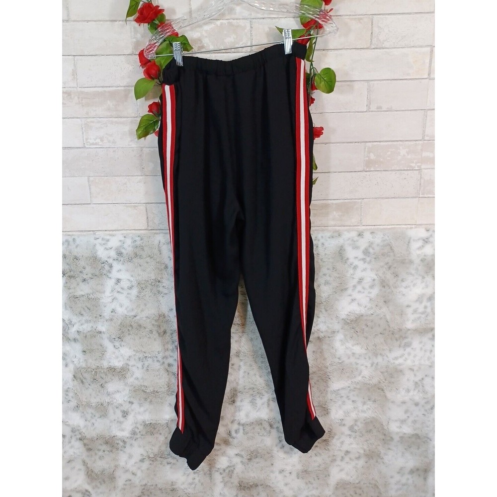 Romeo & Juliet Couture Size L Black Jogger Red Side Stripe Lounge Casual Pants